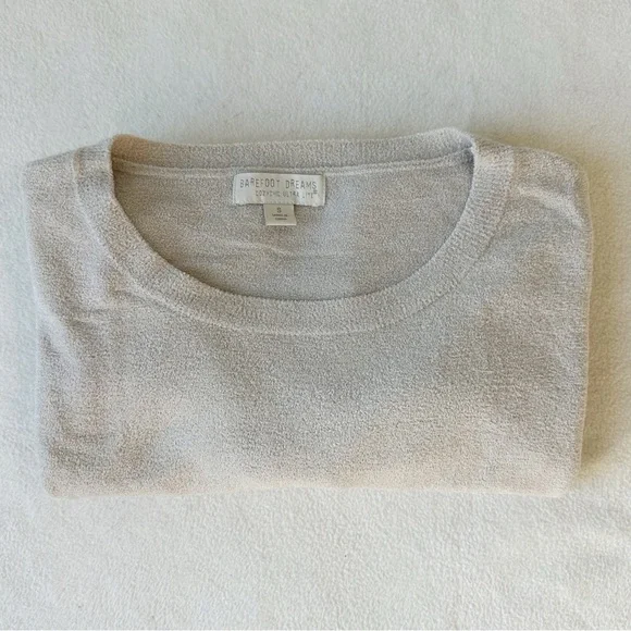 Barefoot Dreams Cozy Chic Ultralite Pullover Lounge Tie Hem Top in Stone, Small - Picture 13 of 16